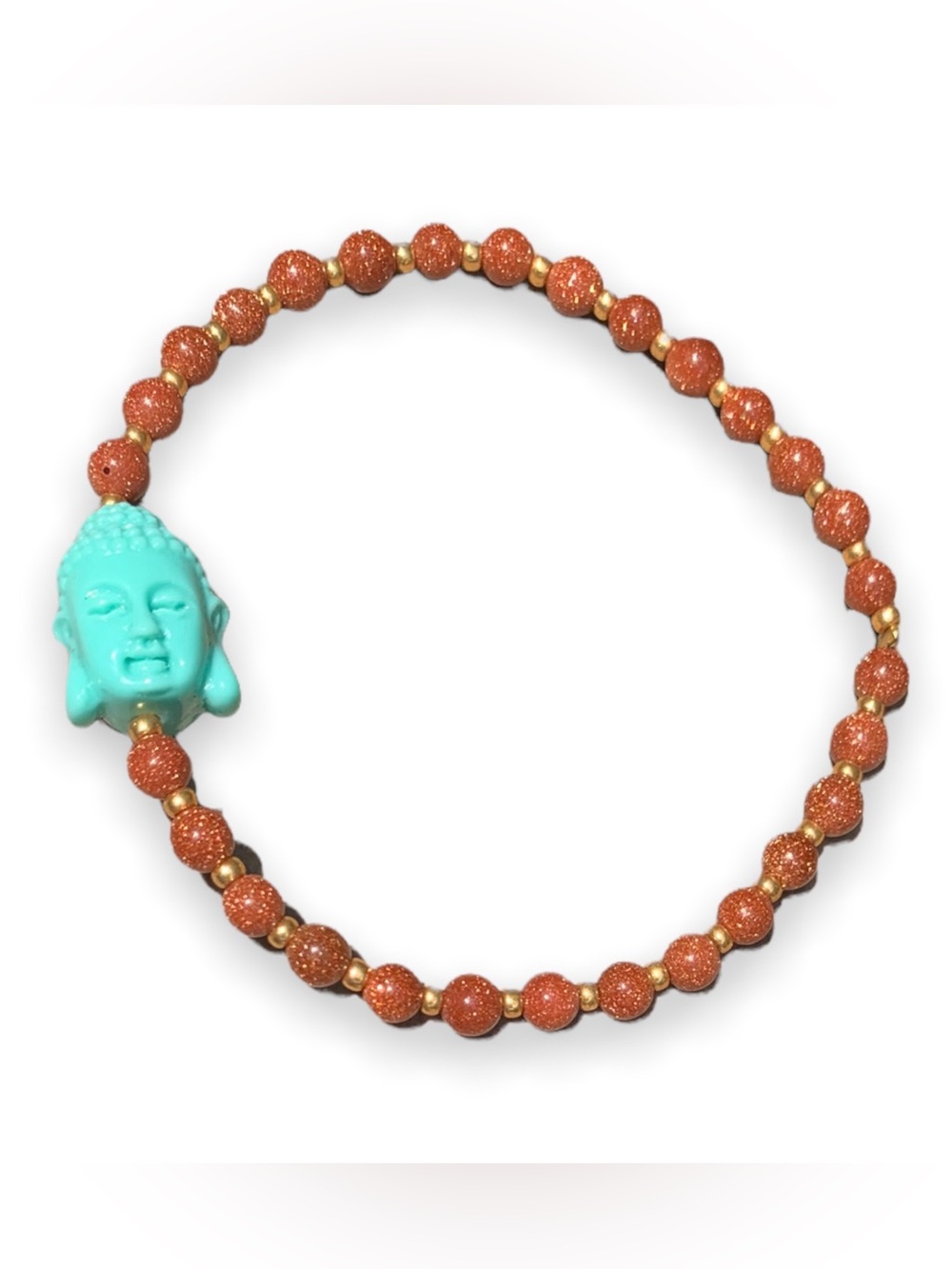 Turquoise Buddha & Goldstone Stretch Bracelet